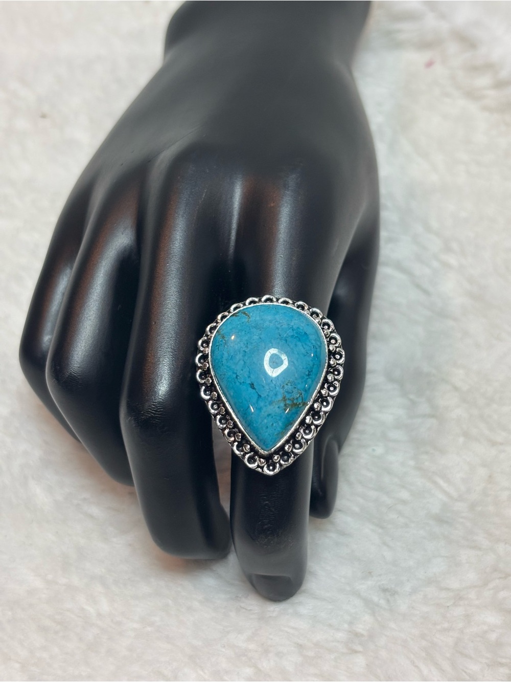 Tibetan Turquoise 925 Silver Large Southwest Ring New Size 7